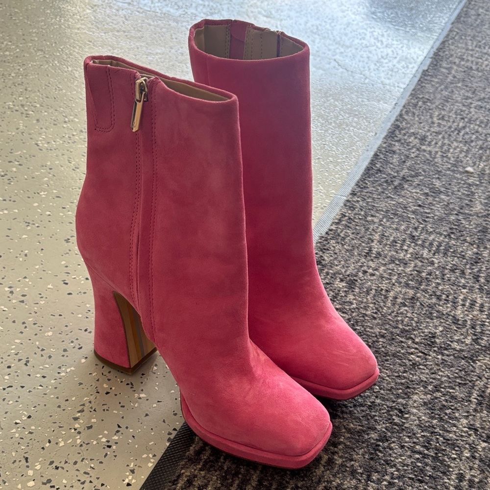 Stylish Pink Heeled Boots